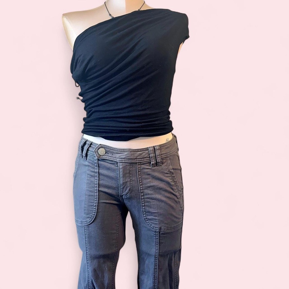 Garage Womens Gray Low Rise Flare Pants Y2K Fitted Silhouette Size 0